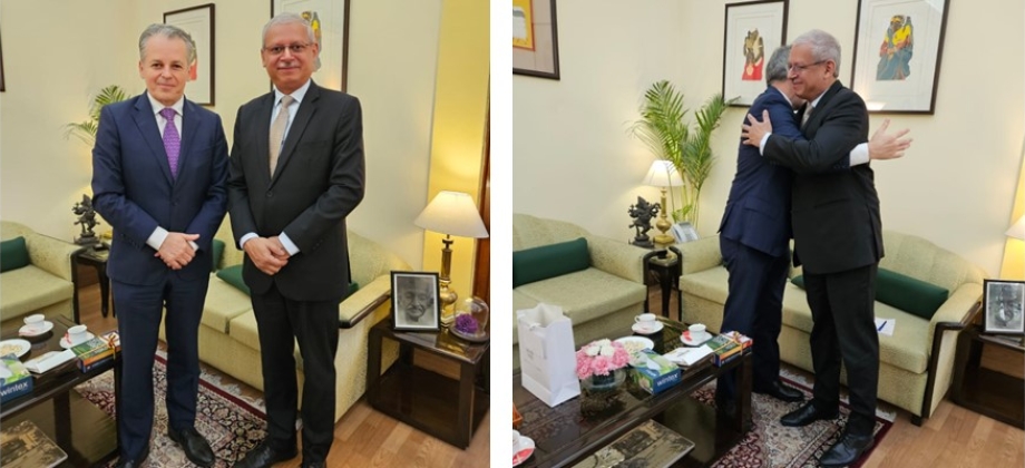 Embajador Victor Echeverri sostiene reunión con recién designado Secreatrio para el Hemisferio Oriental del Ministerio de Asuntos Exteriores de India 