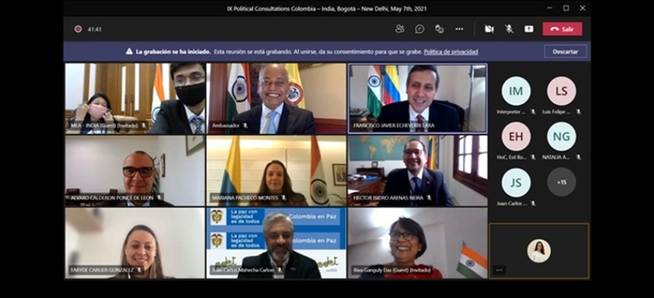 Colombia e India celebraron el 9o Mecanismo de Consultas Políticas